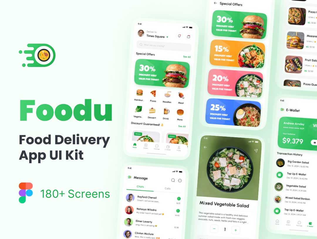 Foodu成套美食外卖app用户界面设计素材