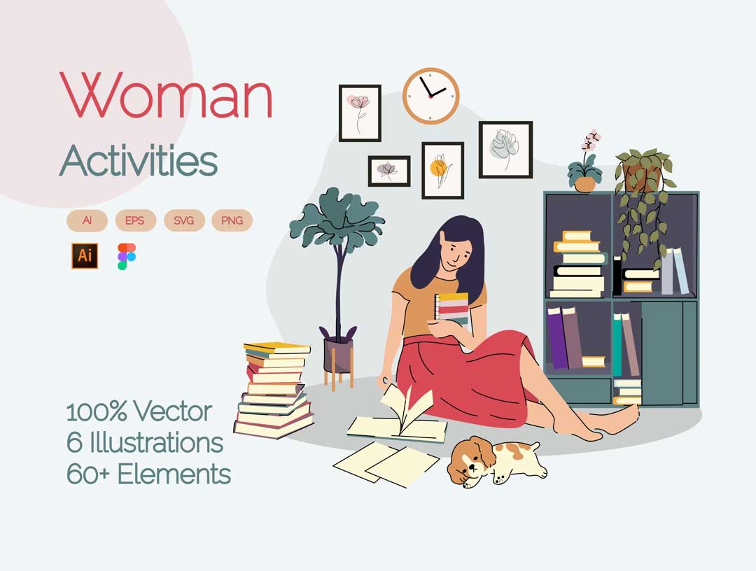 Woman妇女活动插画设计素材