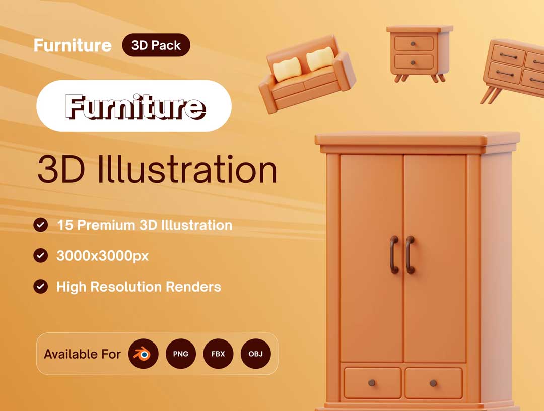 MYFURNITURE-3D家具图标、插画素材