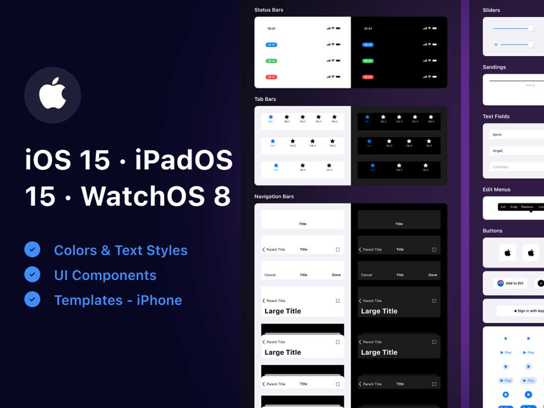 IOS15 ipadOS 15 WatchOS 8 app ui设计组件