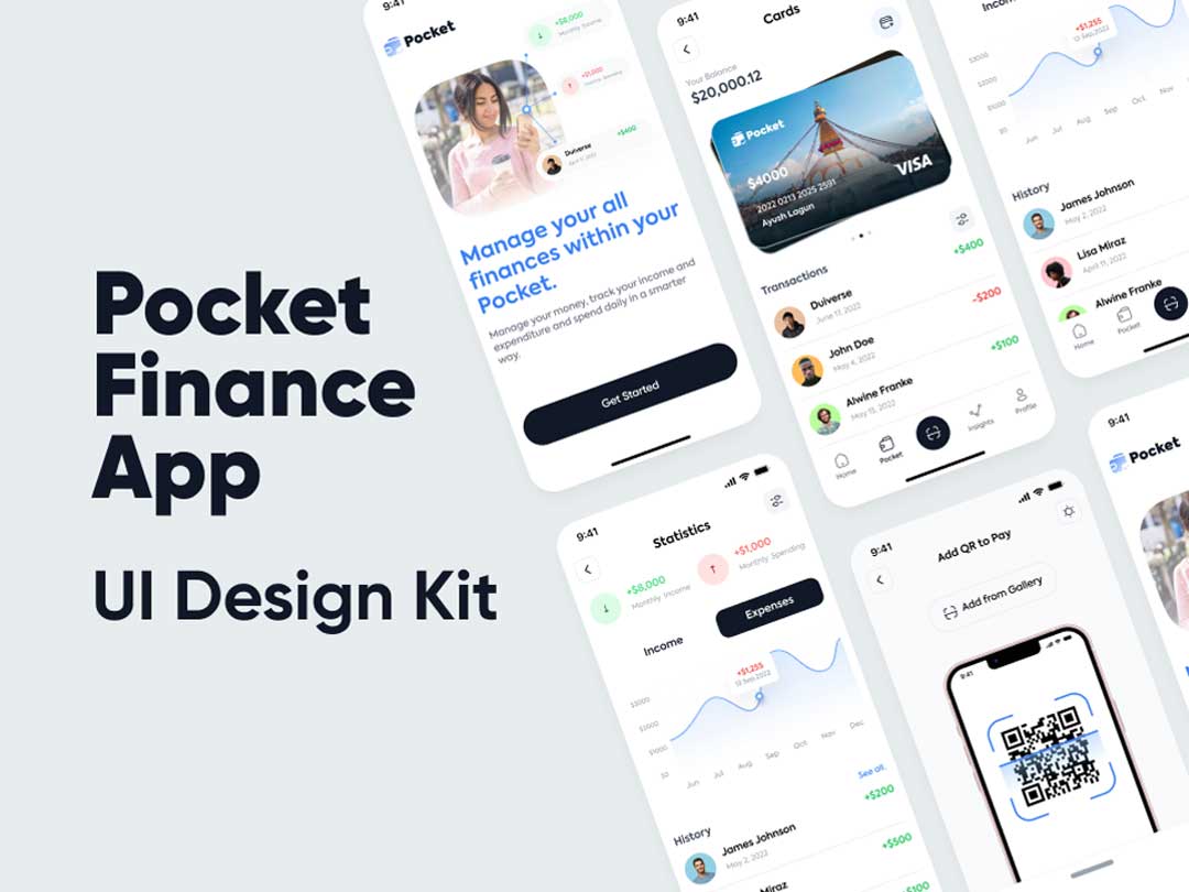 Pocket金融app ui设计fig素材