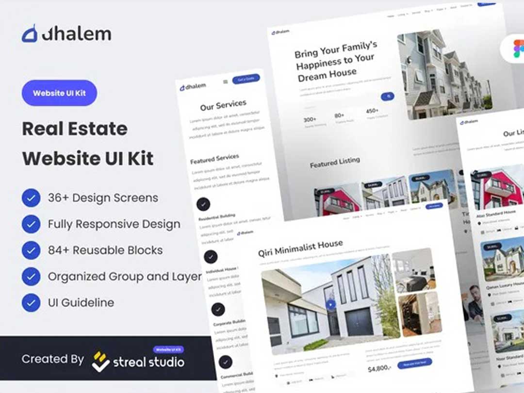 Dhalem房地产网站UI设计素材