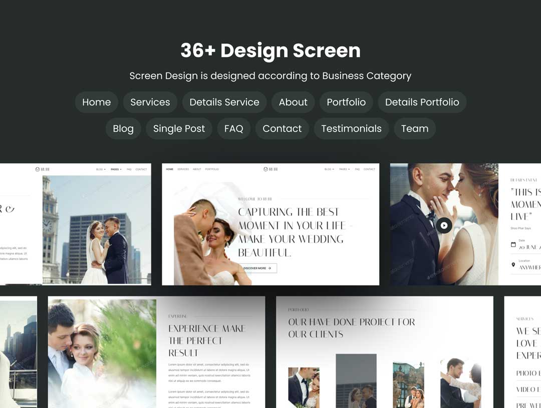 Rubi婚纱摄影网站UI设计模板