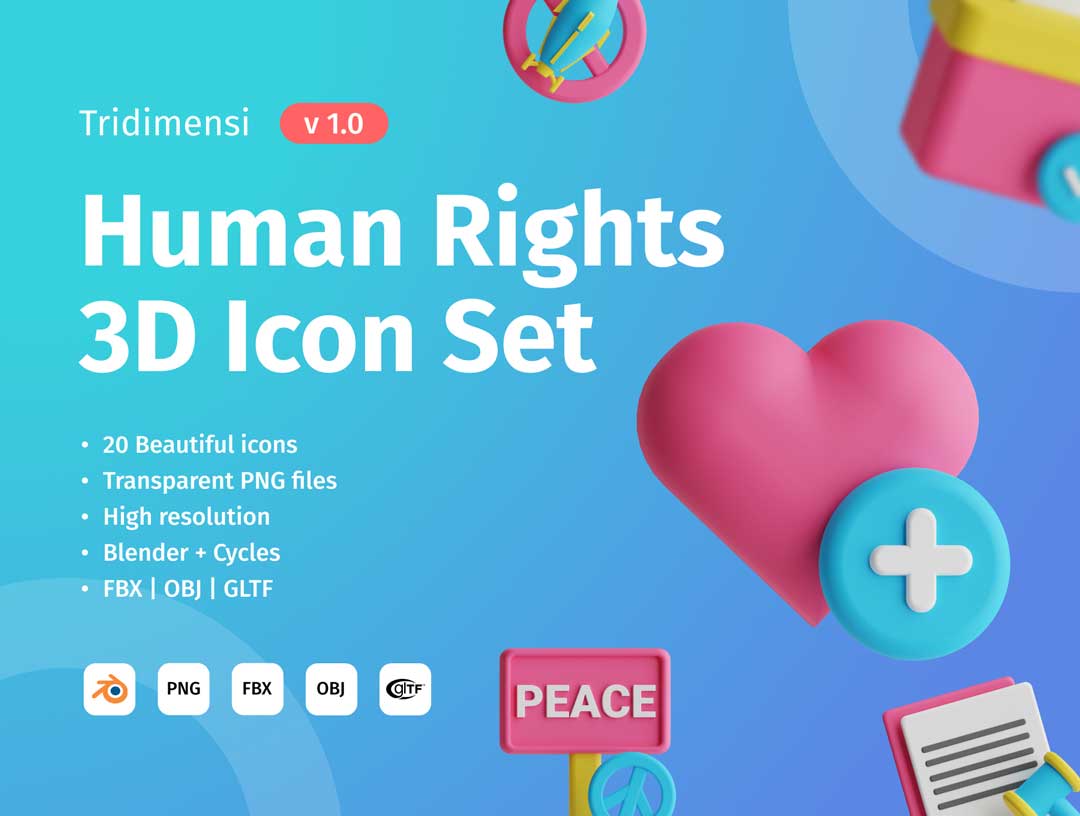 3D人权图标设计素材(3D Human Rights)