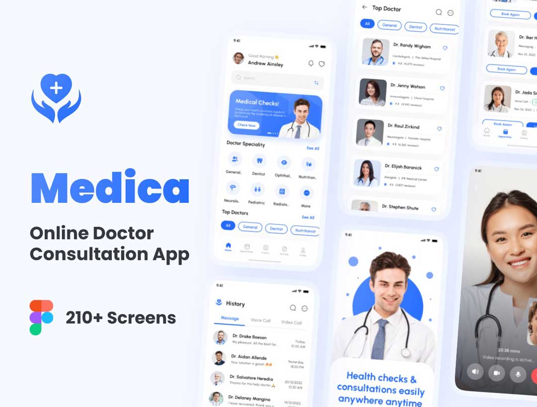 Medica成套在线医生咨询app界面设计素材