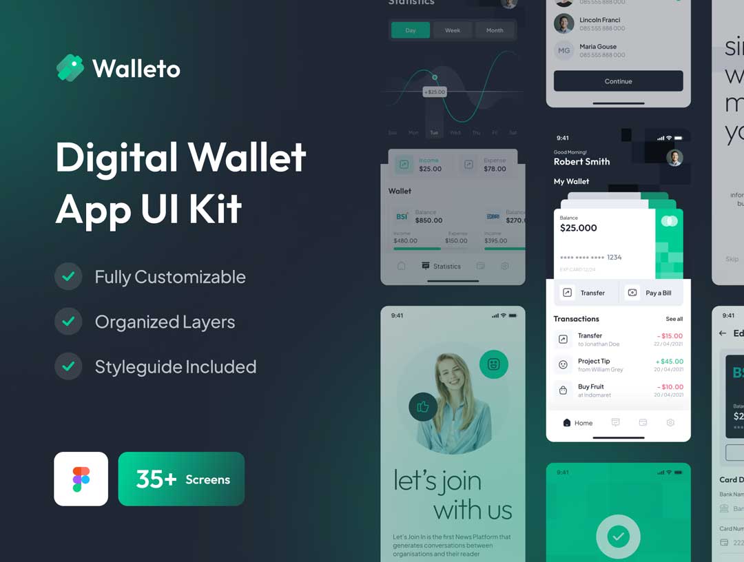 Walleto-数字钱包应用程序UI套件