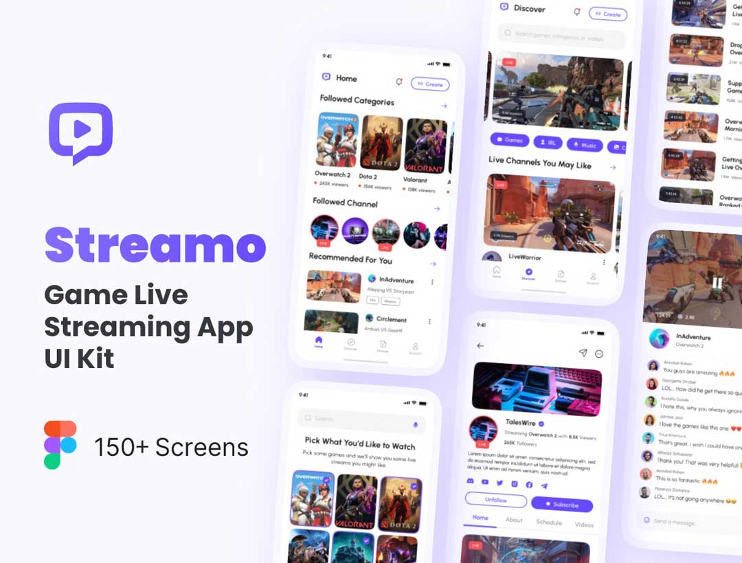 Streamo-游戏直播app界面设计素材