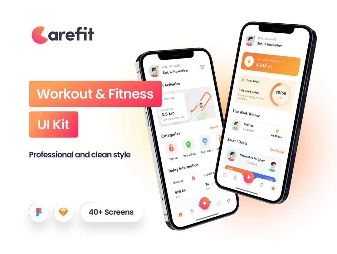 Carefit-健身运动app界面设计素材