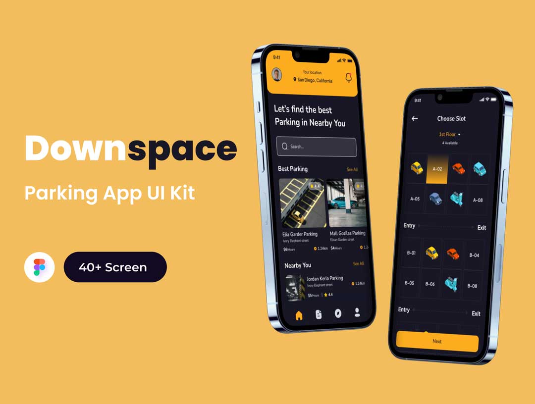 Downspace停车app用户界面设计素材