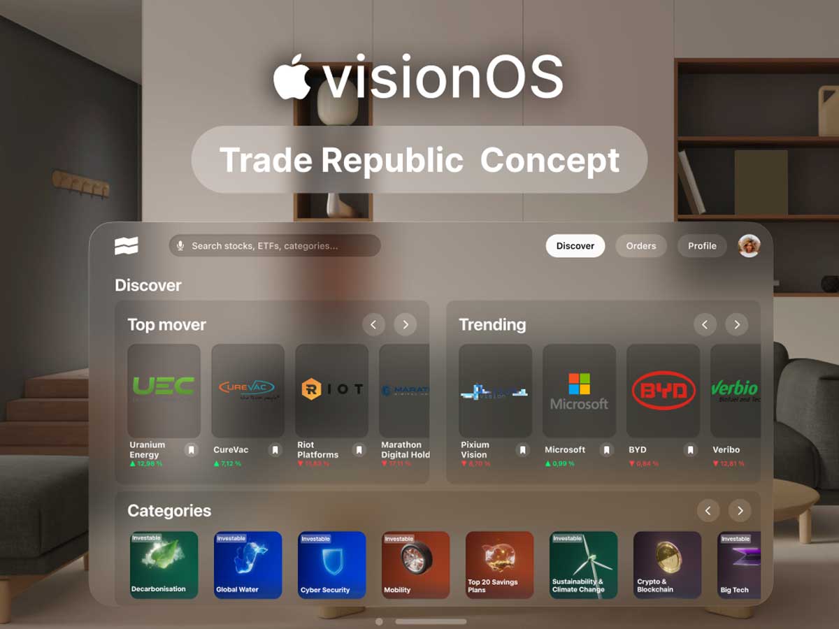 Trade Republic金融平台 VisionOS UI设计素材