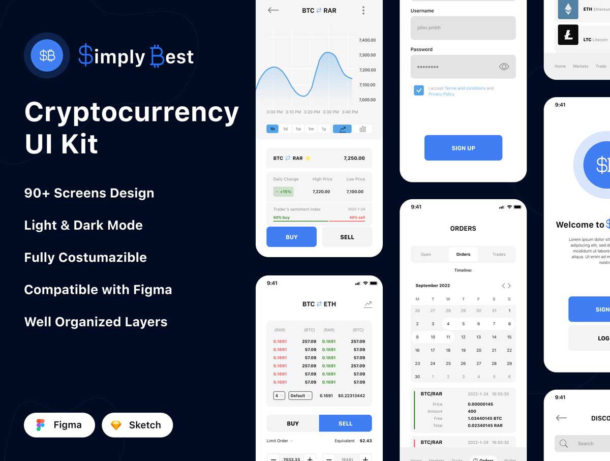 Simply Best 加密货币应用程序UI套件