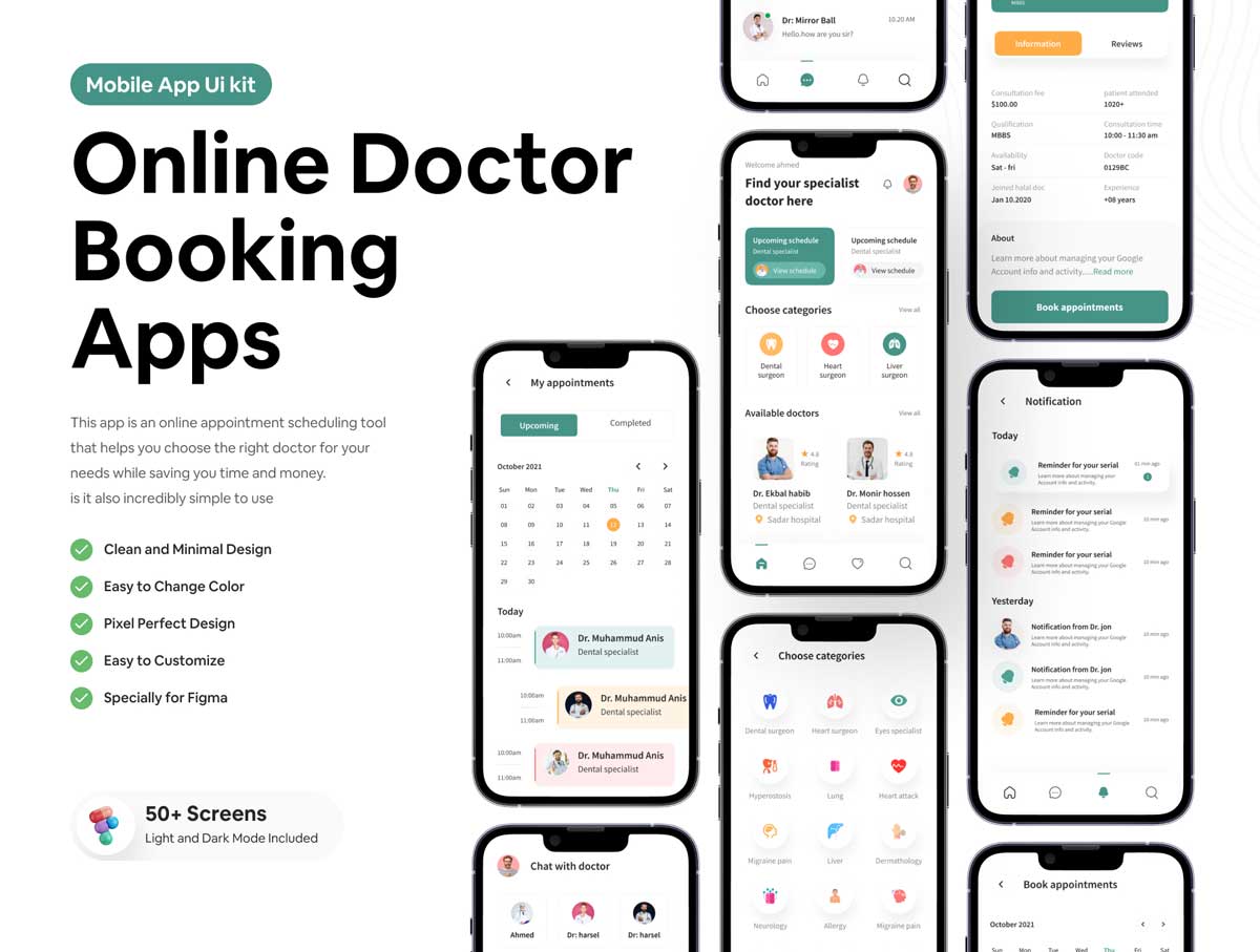 Online Doctor-在线医生预约app用户界面设计素材