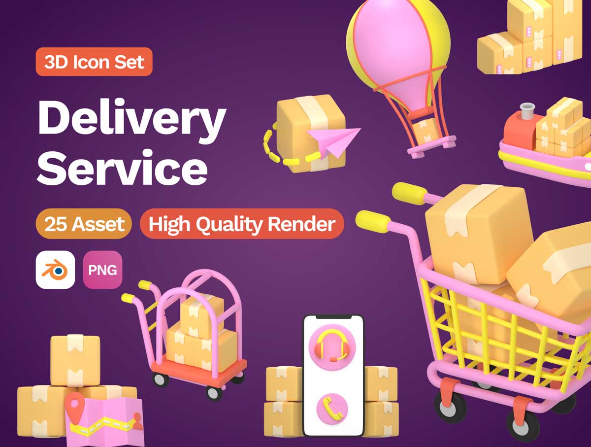 Delivery-送货服务3D图标设计素材